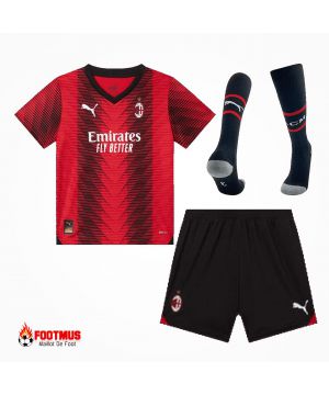 Kits complets de football à domicile personnalisés pour enfants de l'AC Milan 2023/24