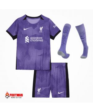 Kits complets de Liverpool pour enfants, troisième match de football à l'extérieur personnalisé 2023/24