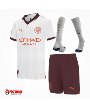 Kits complets de Manchester City pour enfants, football à l'extérieur personnalisé 2023/24