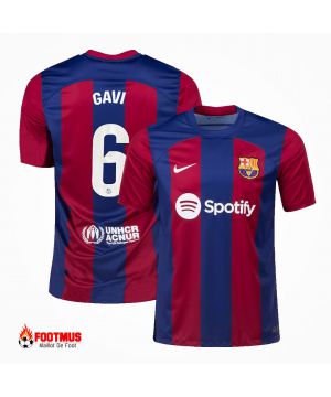 Maillot de Barcelone personnalisé Gavi #6 Maillot de foot Domicile 2023/24