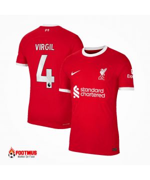 Maillot de foot authentique de Liverpool Virgil #4 Maillot domicile 2023/24