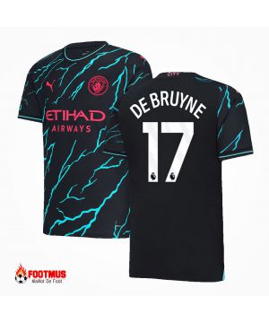 Maillot de foot Manchester City personnalisé De Bruyne #17 troisième extérieur 2023/24