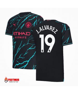 Maillot de Manchester City personnalisé J.alvarez #19 Maillot de foot troisième extérieur 2023/24