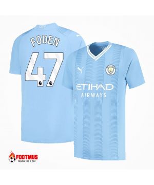 Maillot Manchester City personnalisé Foden #47 Maillot de foot Domicile 2023/24