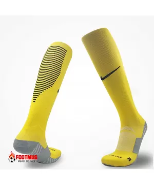 Chaussettes de football antidérapantes en coton pour hommes Pro Team Jaune