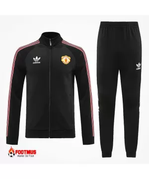 Ensemble d'entraînement Manchester United veste + pantalon Réplique noire 2022/23