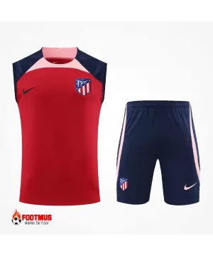 Ensemble d'entraînement sans manches Atletico Madrid haut + short Rouge 2023/24