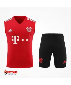 Ensemble d'entraînement sans manches Bayern Munich haut + short Rouge 2023/24