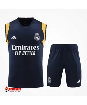 Ensemble d'entraînement sans manches Real Madrid haut + short Bleu marine 2023/24