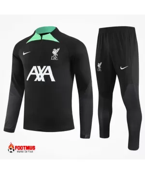 Ensemble de survêtement à fermeture éclair Liverpool haut + pantalon noir 2023/24