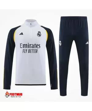 Ensemble survêtement zippé Real Madrid haut + pantalon Blanc 2023/24