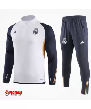 Ensemble survêtement zippé Real Madrid pour enfant haut + pantalon Blanc 2023/24