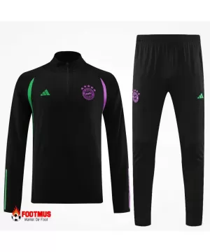 Ensemble sweat-shirt zippé Bayern Munich pour enfants haut + pantalon Noir 2023/24