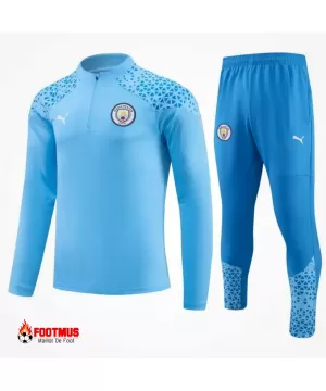 Ensemble sweat-shirt zippé Manchester City pour enfants haut + pantalon Bleu 2023/24