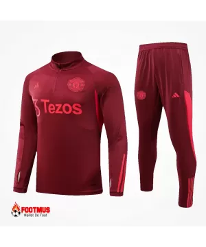 Ensemble sweat-shirt zippé Manchester United haut + pantalon Rouge 2023/24