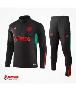 Ensemble sweat-shirt zippé Manchester United pour enfants haut + pantalon Noir 2023/24