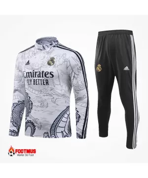 Ensemble sweat-shirt zippé Real Madrid haut + pantalon Blanc 2023/24