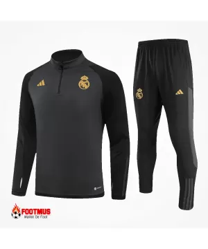 Ensemble sweat-shirt zippé Real Madrid haut + pantalon noir 2023/24