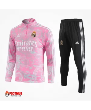 Ensemble sweat-shirt zippé Real Madrid haut + pantalon Rose 2023/24