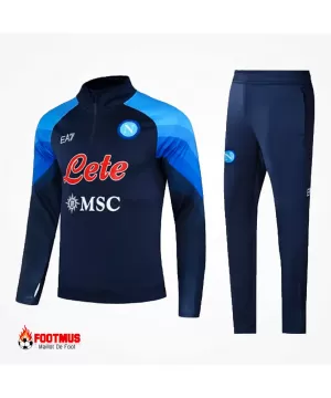 Kit de sweat-shirt zippé Napoli haut + pantalon Réplique bleu marine 2022/23