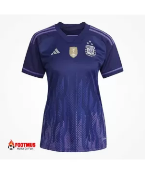 Maillot 3 étoiles extérieur de l'Argentine pour femmes, réplique de la Coupe du monde 2022