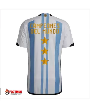 Maillot Argentine 3 étoiles Champions Version domicile joueur Coupe du monde 2022