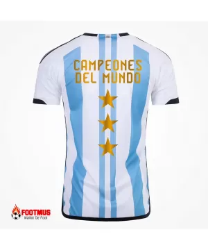 Maillot Argentine Champions 3 étoiles Réplique domicile Coupe du monde 2022