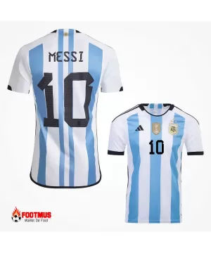 Maillot Argentine Messi #10 Champion du Monde Édition Domicile Réplique 2022