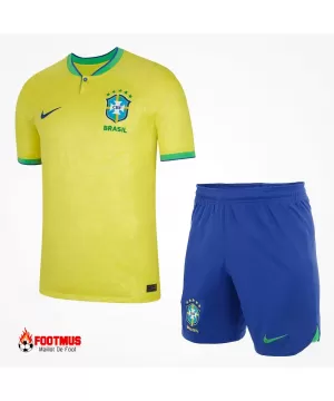 Maillot Brésil Domicile maillot + short Réplique Coupe du Monde 2022