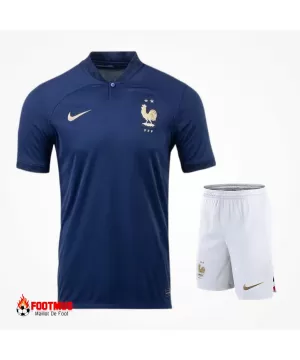 Maillot de foot France Domicile maillot + short Réplique Coupe du Monde 2022