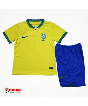 Maillot de foot pour enfants du Brésil maillot + short Coupe du monde 2022