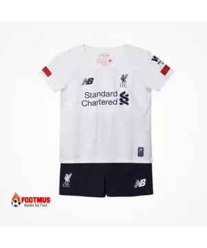 Maillot extérieur Liverpool 19-20 blanc pour enfant maillot + short