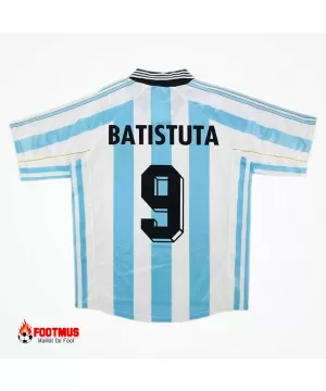 Maillot rétro Batistuta #9 de l'Argentine à domicile Coupe du monde 1998