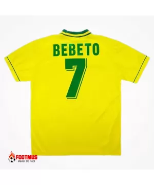 Maillot rétro Brésil Bebeto #7 domicile Coupe du monde 1994