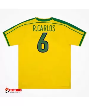 Maillot rétro Brésil R.carlos #6 domicile Coupe du monde 1998