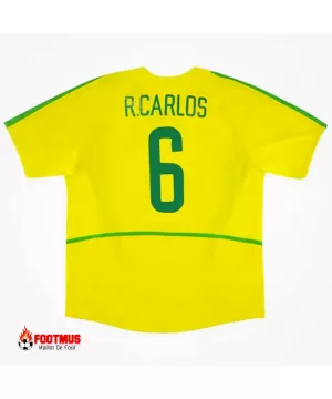 Maillot rétro Brésil R.carlos #6 domicile Coupe du monde 2002