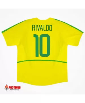 Maillot rétro Brésil Rivaldo #10 domicile Coupe du monde 2002