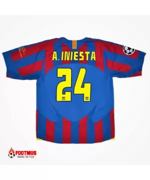 Maillot rétro de la finale de l'UCL de Barcelone A.iniesta #24 Domicile 2005/06