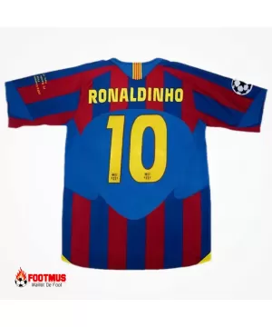 Maillot rétro de la finale de l'UCL de Barcelone Ronaldinho #10 à domicile 2005/06