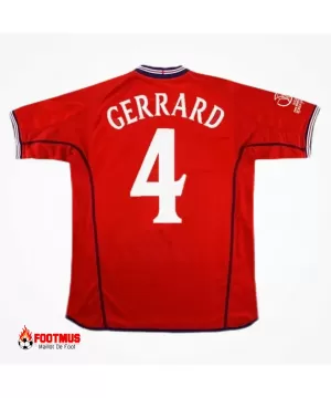 Maillot rétro Gerrard #4 d'Angleterre à l'extérieur Réplique de la Coupe du monde 2002