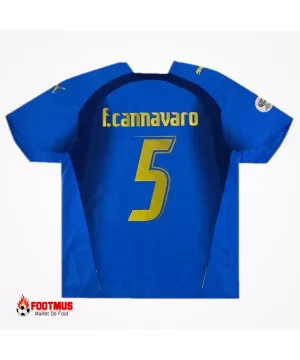 Maillot Rétro Italie F.cannavaro #5 Réplique Domicile Coupe du Monde 2006