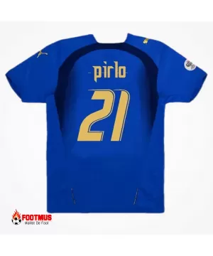 Maillot Rétro Italie Pirlo #21 Réplique Domicile Coupe du Monde 2006