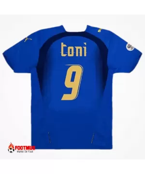 Maillot rétro Italie Toni #9 Réplique domicile Coupe du monde 2006