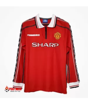 Maillot rétro à manches longues Manchester United Domicile 1998