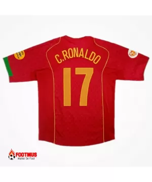 Maillot Rétro Portugal C.ronaldo #17 Réplique Domicile Coupe d'Europe 2004