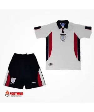 Maillot rétro pour enfant de l'Angleterre à domicile maillot + short Réplique de la Coupe du monde 1998