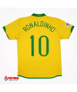 Maillot rétro Ronaldinho #10 du Brésil à domicile Coupe du monde 2006