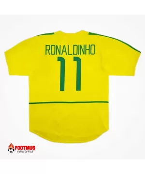 Maillot rétro Ronaldinho #11 du Brésil à domicile Coupe du monde 2002