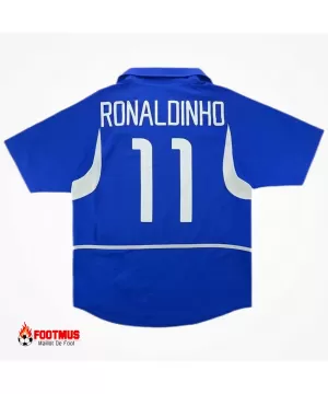 Maillot rétro Ronaldinho #11 du Brésil à l'extérieur pour la Coupe du monde 2002