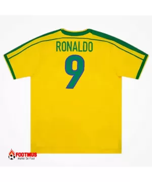 Maillot rétro Ronaldo #9 du Brésil à domicile pour la Coupe du monde 1998